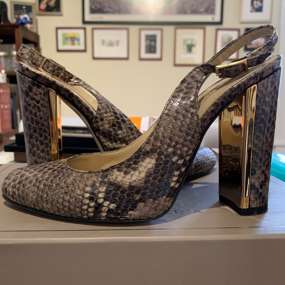 BCBG snakeskin sling backs